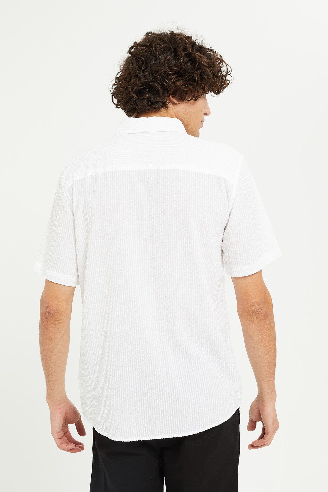 Men White Seersucker Short Sleeve Shirt sold by Redtag product image thumbnail 3