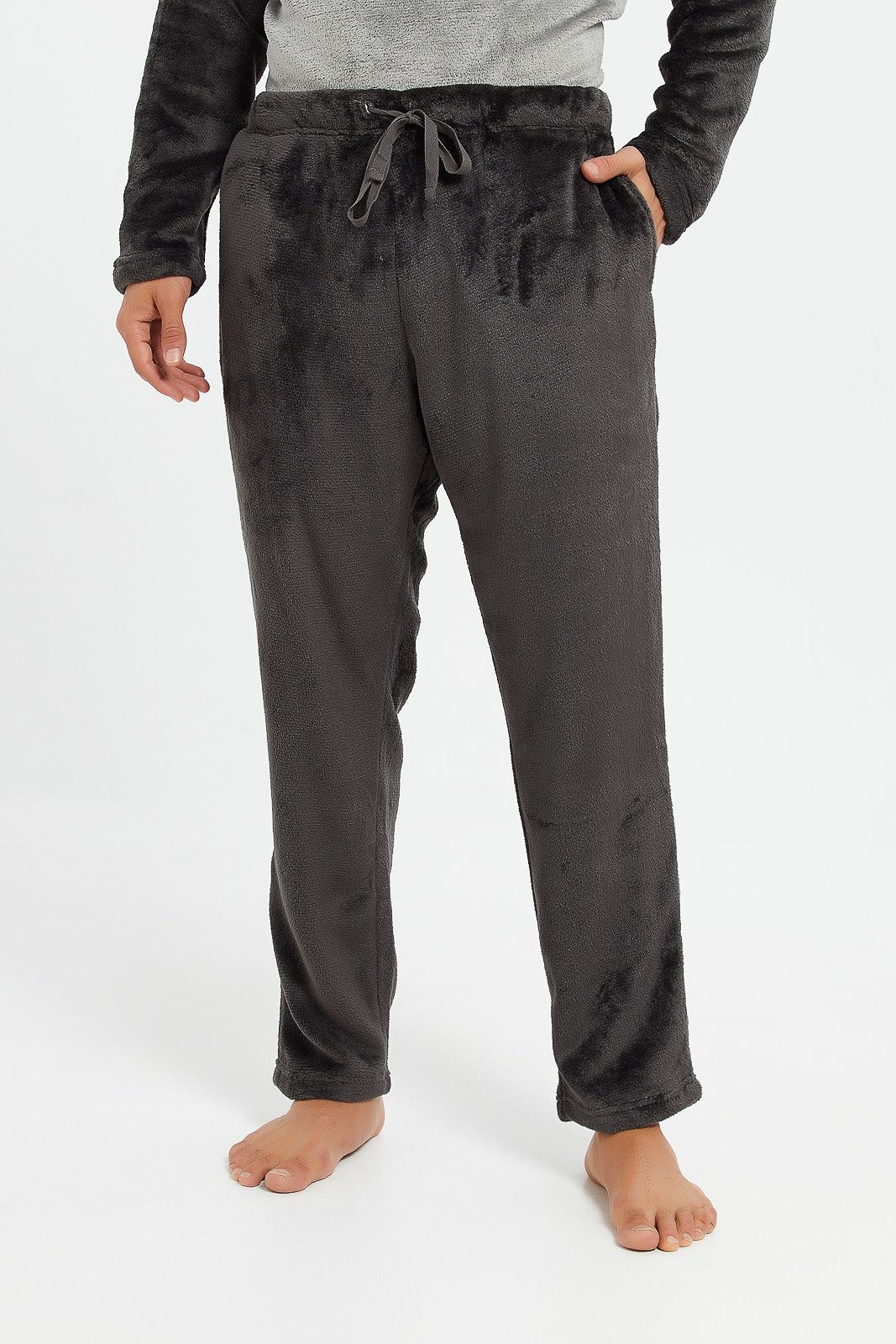 Men Charcoal Soft Fleece Night Suit (2 Piece) sold by Redtag product image thumbnail 3