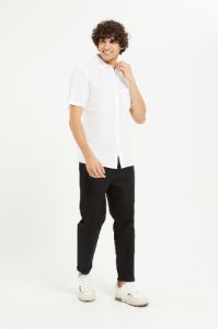 Men White Seersucker Short Sleeve Shirt sold by Redtag