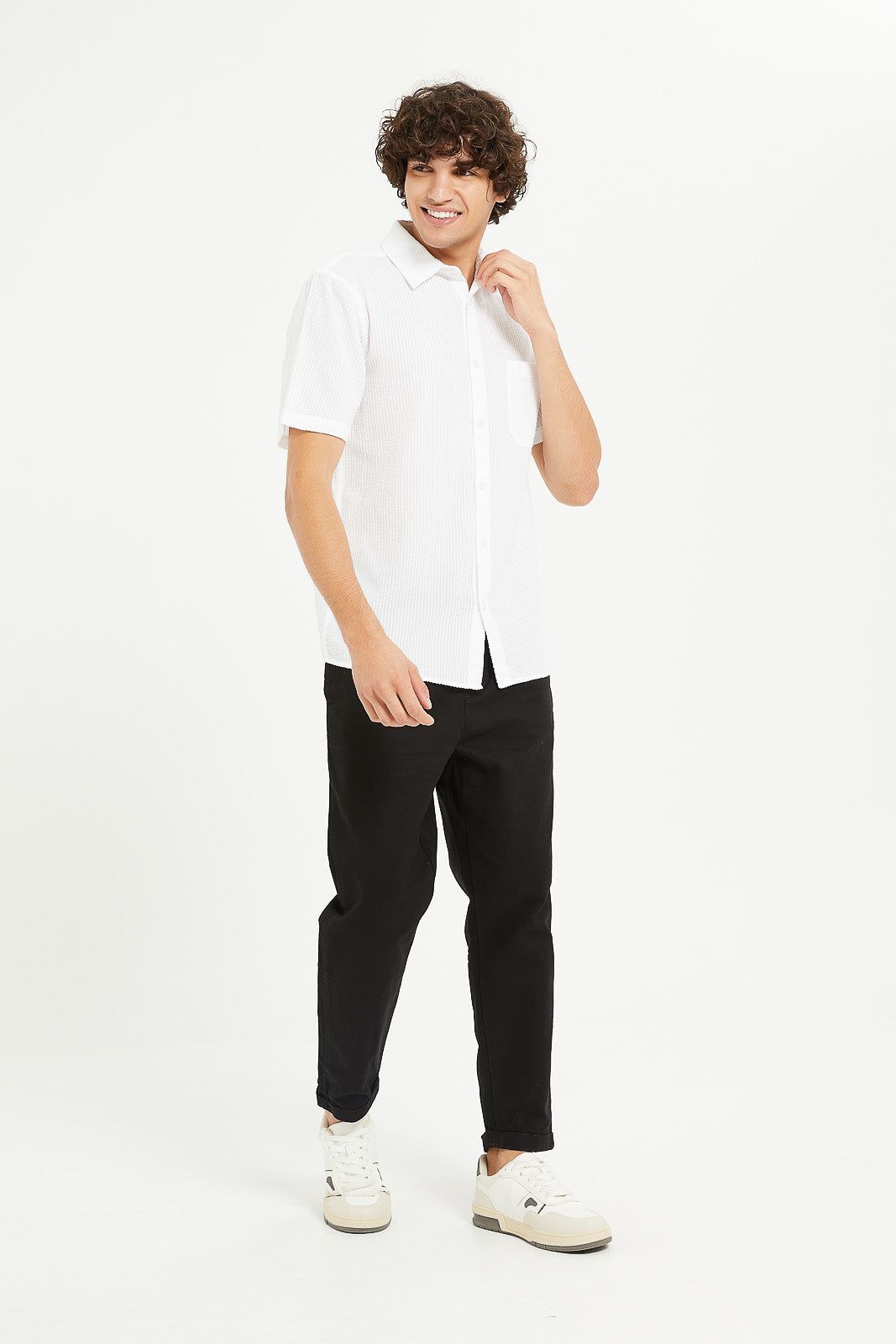 Men White Seersucker Short Sleeve Shirt sold by Redtag product image thumbnail 2