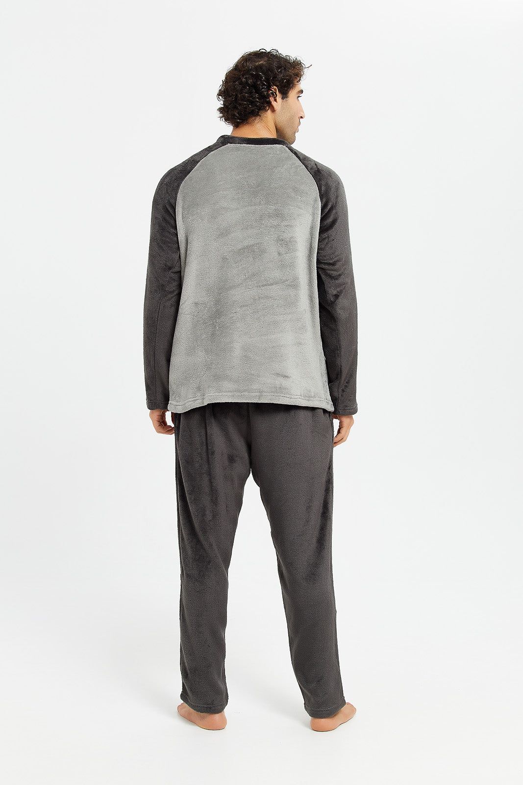 Men Charcoal Soft Fleece Night Suit (2 Piece) sold by Redtag product image thumbnail 4