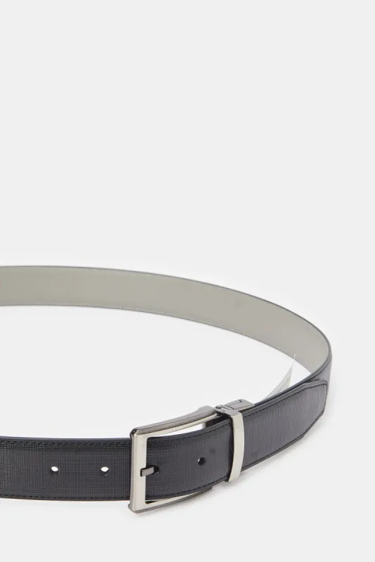Men Black And Grey Belt With Twist Buckle sold by Redtag