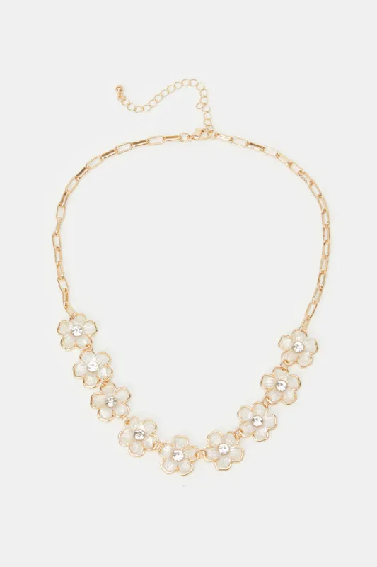 Women Gold Embellished Necklace sold by Redtag