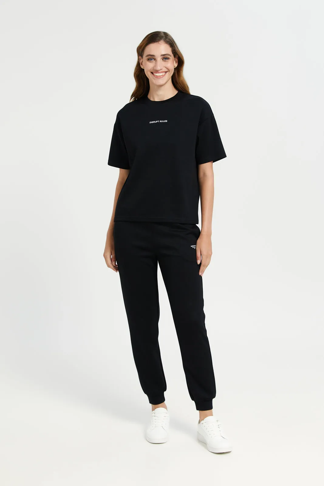 Black Oversized Placement Print Tee sold by Redtag product image thumbnail 2