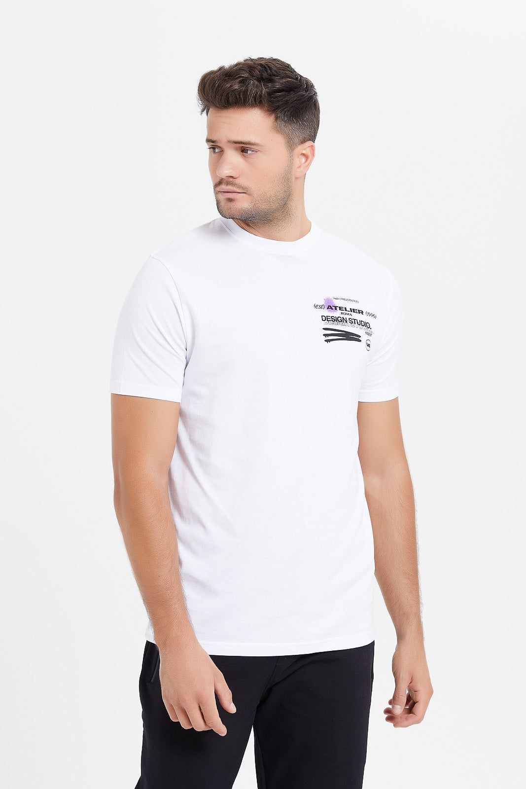 Men White Back Print T-Shirt sold by Redtag
