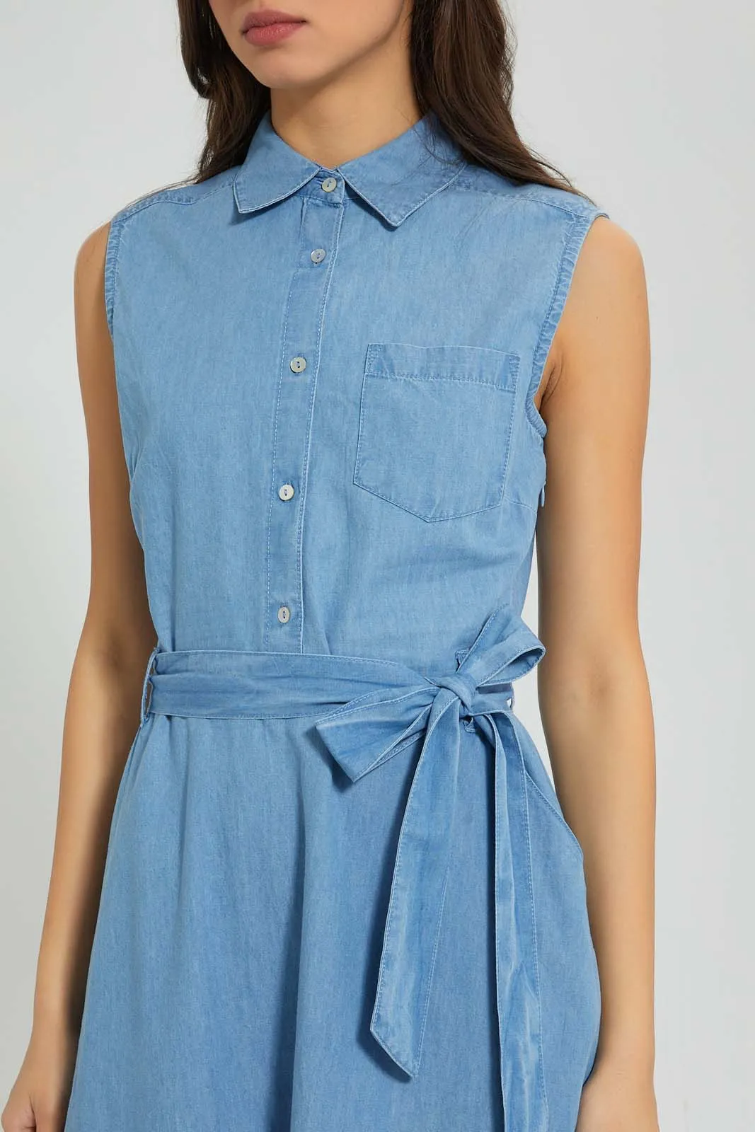 Blue Sleeveless Denim Midi Dress sold by Redtag product image thumbnail 2