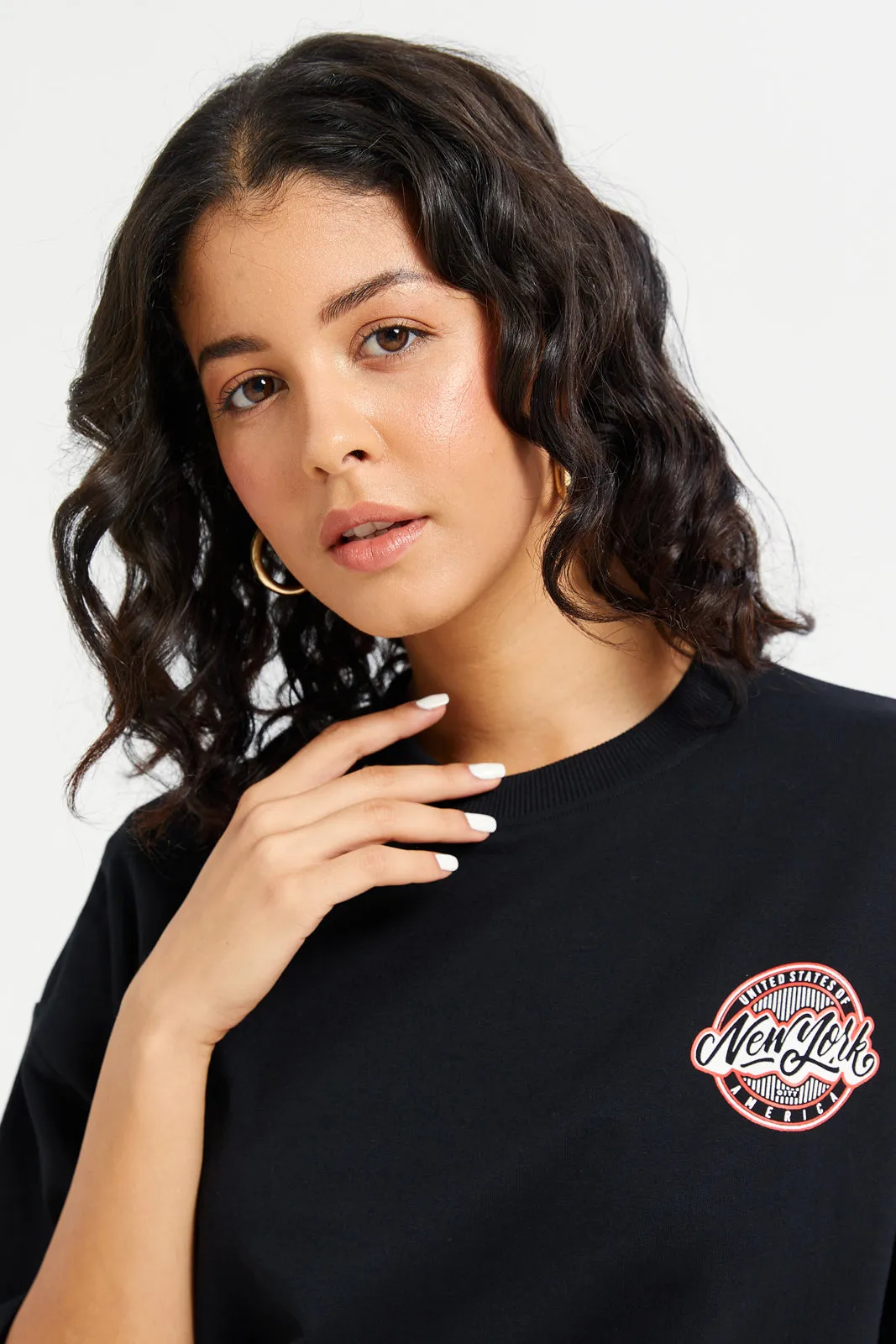 Woman Black Printed Active Top sold by Redtag product image thumbnail 4