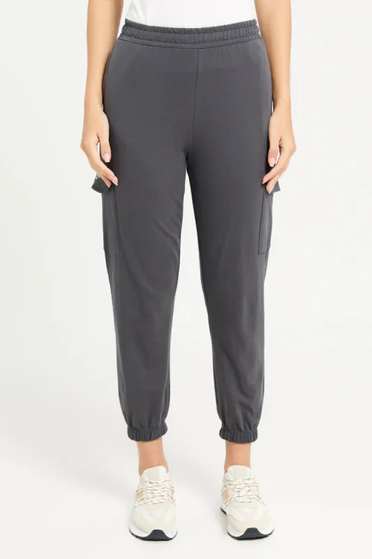 Women Charcoal Cargo Pocket Jogger Pants sold by Redtag