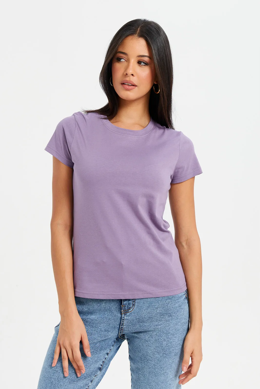 Women Lilac Basic T-Shirt sold by Redtag