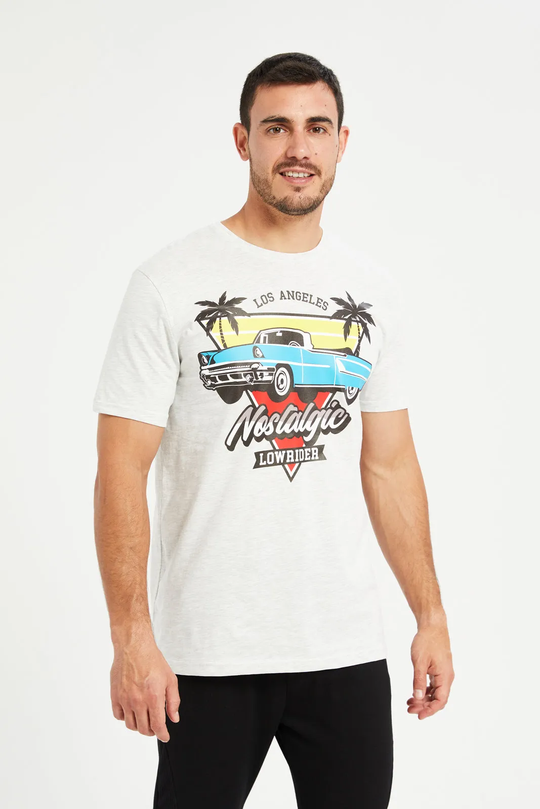 Men Ecru Graphic Round Neck T-Shirt sold by Redtag