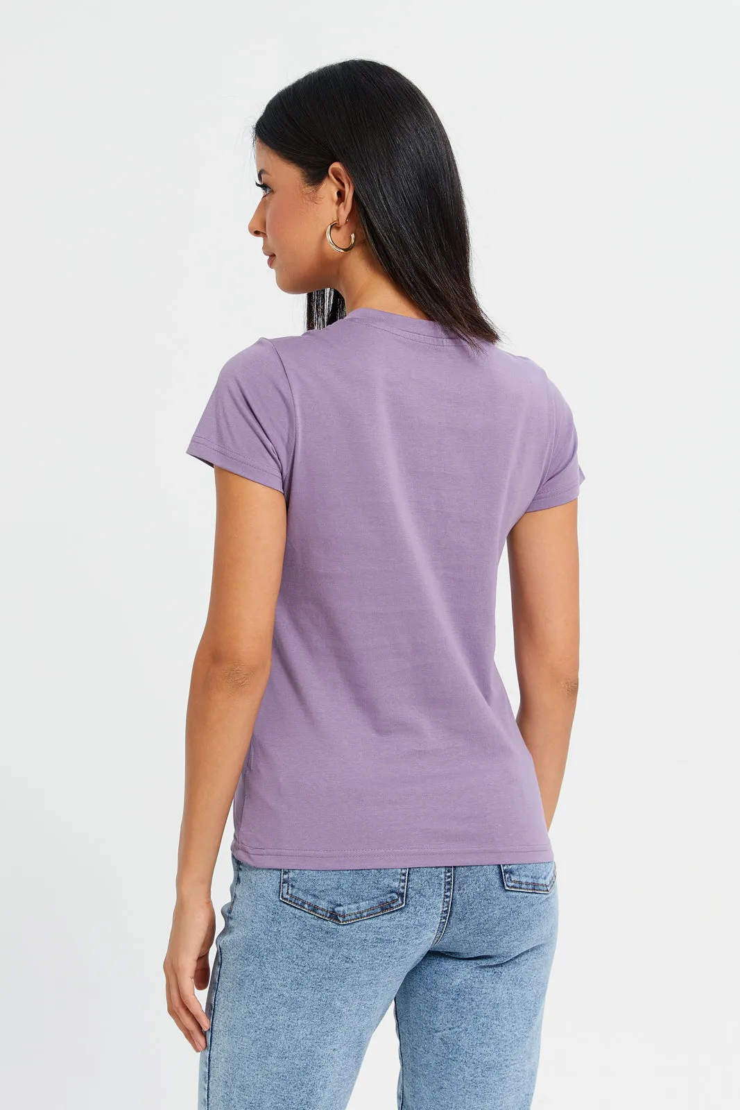 Women Lilac Basic T-Shirt sold by Redtag product image thumbnail 3
