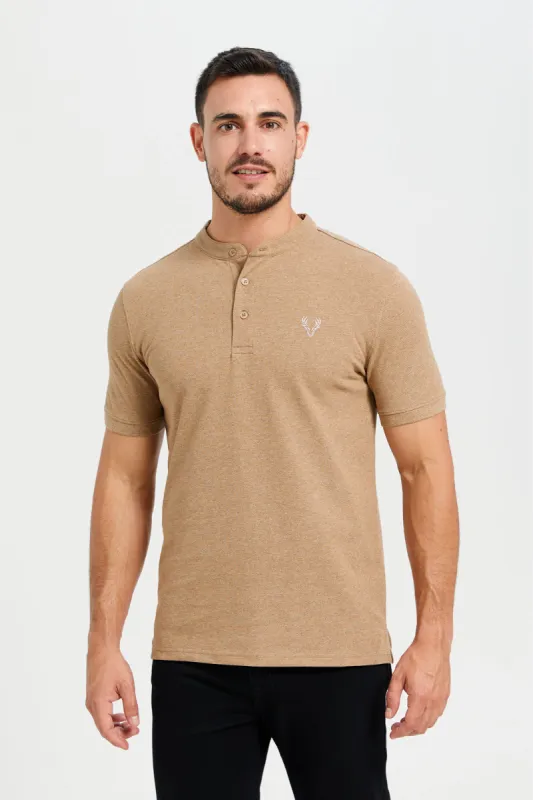 Men Beige Polo Shirt sold by Redtag