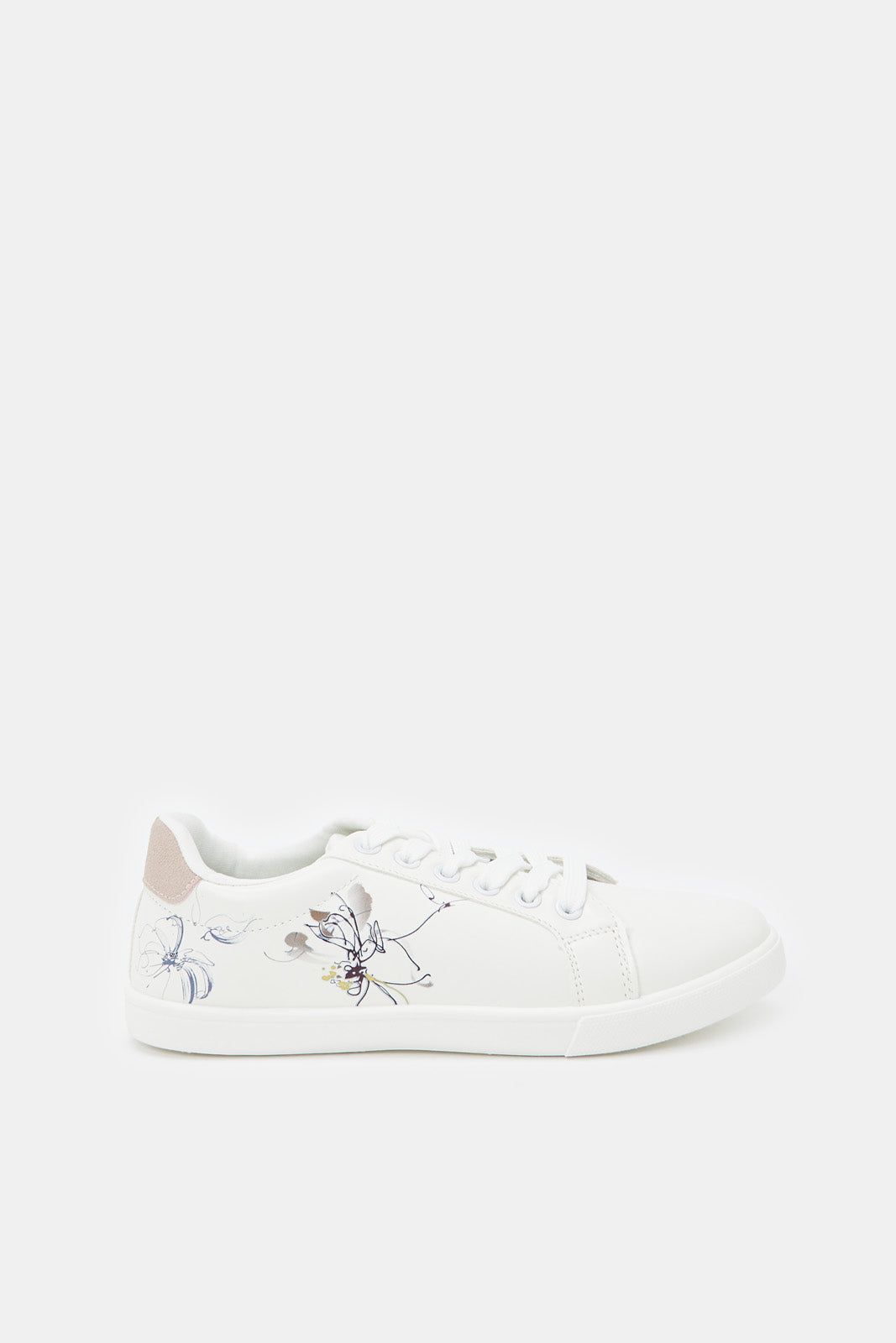 Women White Lace Up With Flower Print sold by Redtag