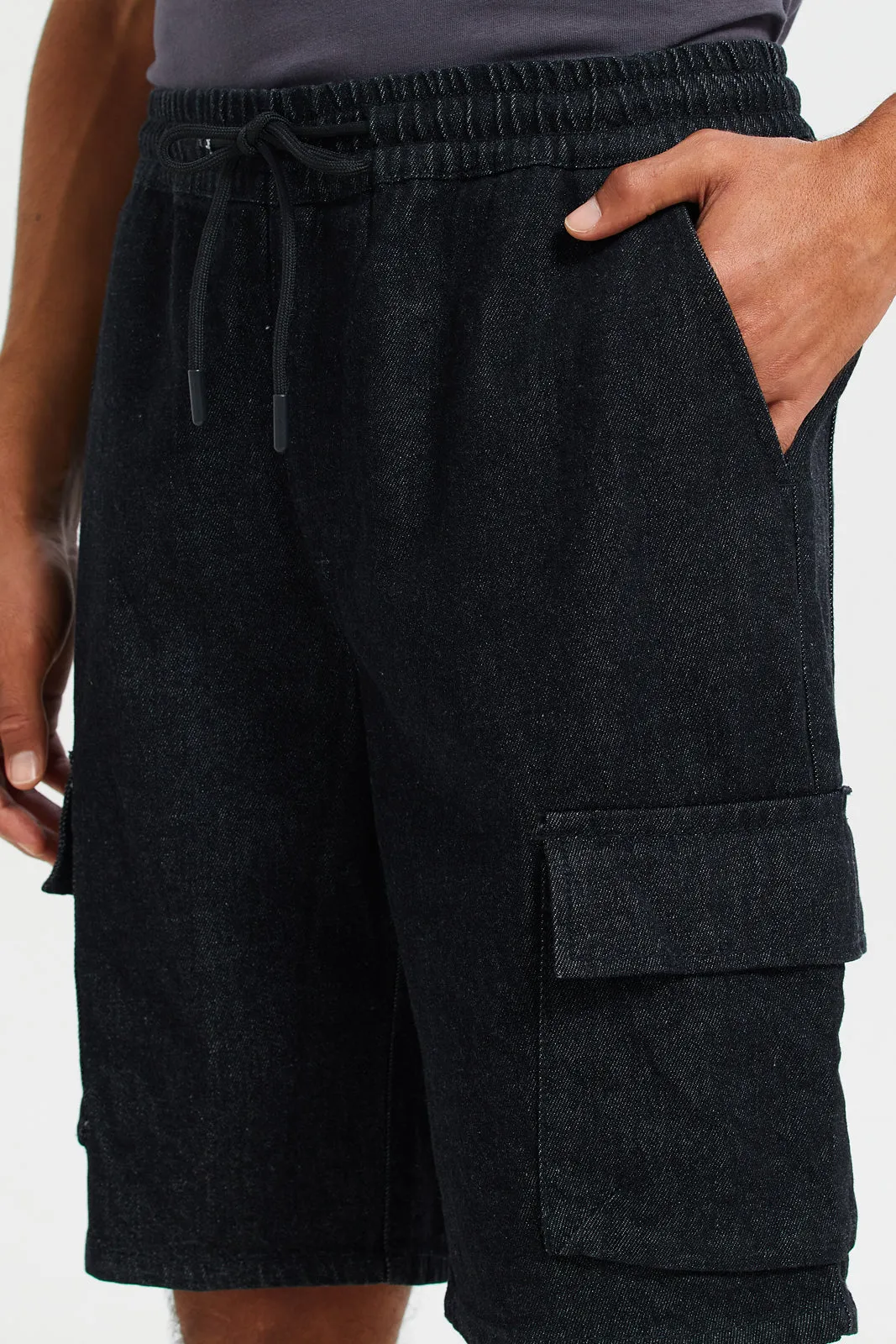 Men Black Cargo Shorts sold by Redtag product image thumbnail 4