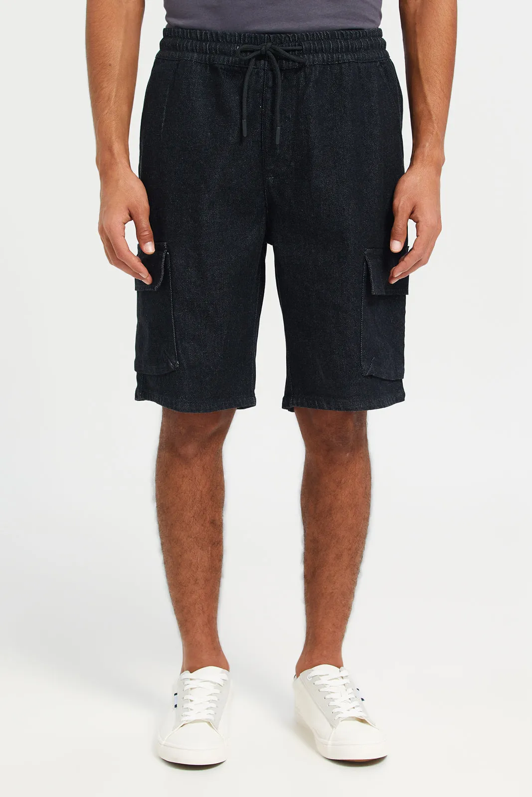 Men Black Cargo Shorts sold by Redtag