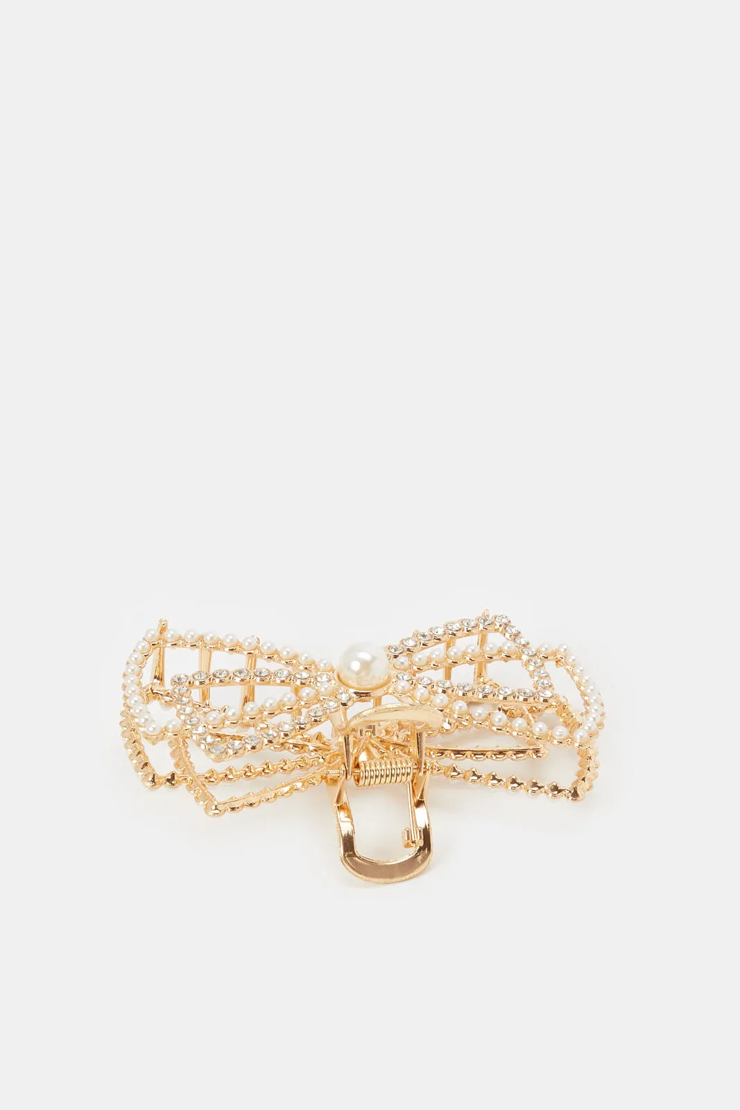 Women Gold Pearls And Rhinestones Hair Claw sold by Redtag product image thumbnail 2