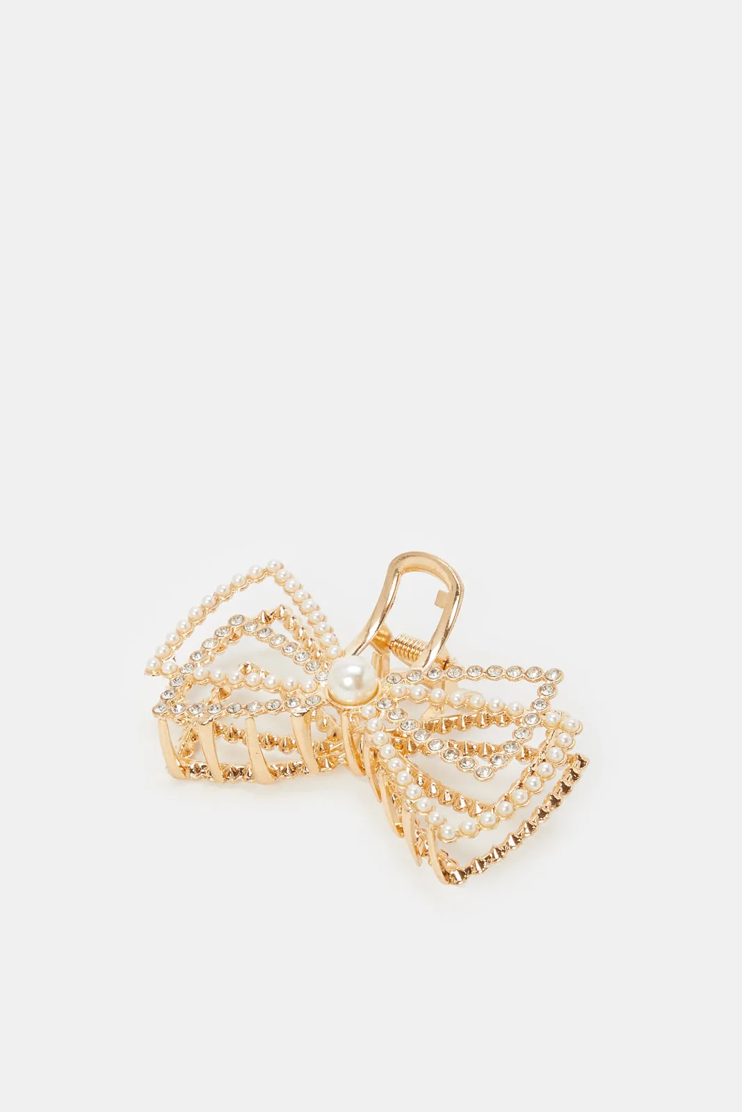 Women Gold Pearls And Rhinestones Hair Claw sold by Redtag