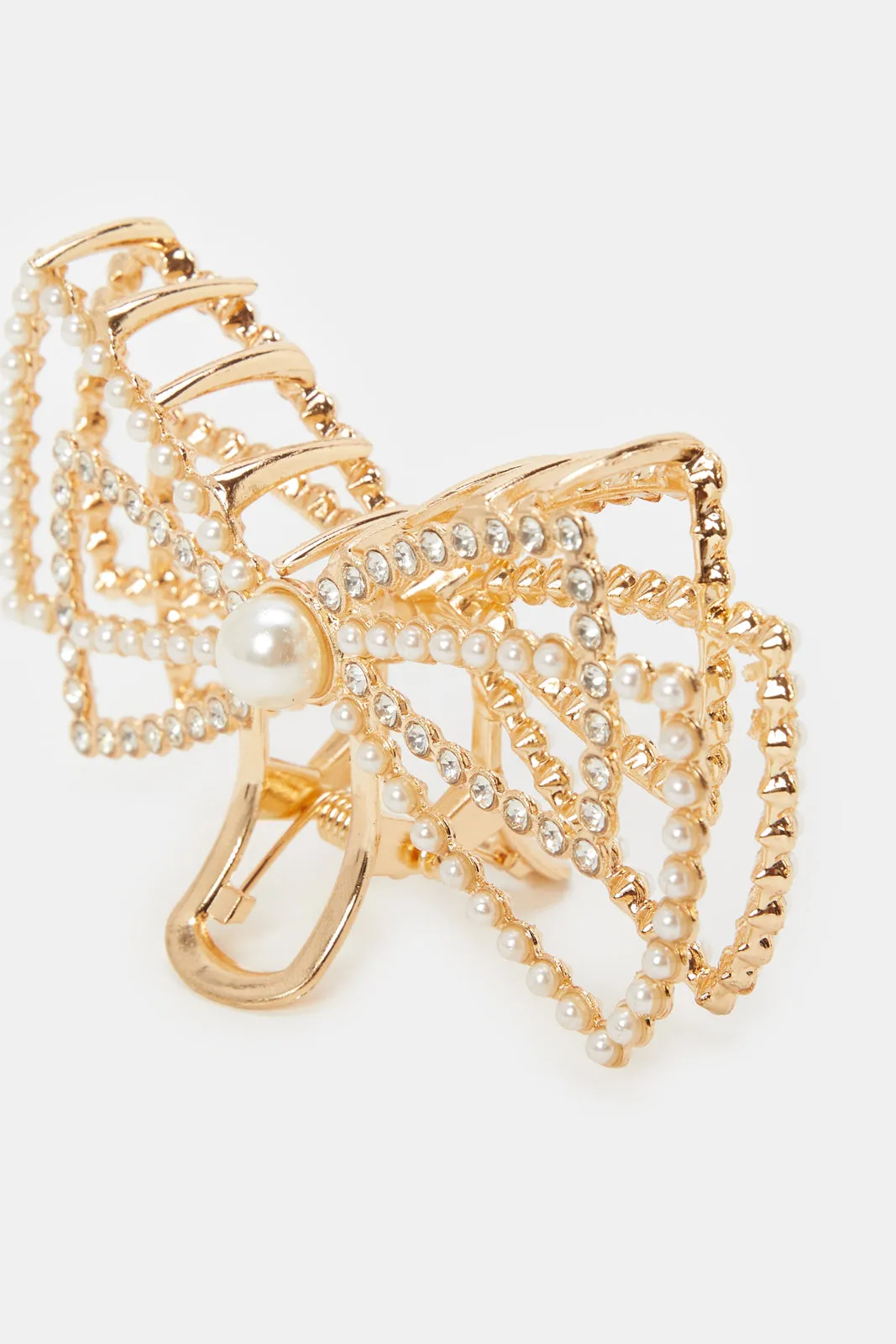 Women Gold Pearls And Rhinestones Hair Claw sold by Redtag product image thumbnail 3