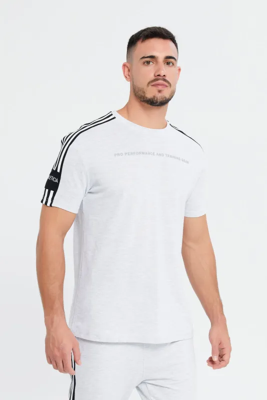 Men Grey Chest Print Active T-Shirt sold by Redtag