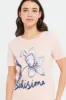 Women Pink Printed Embellished T-Shirt sold by Redtag