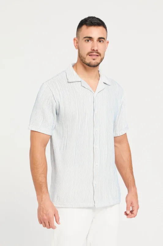 Men White Vertical Textured Shirt sold by Redtag