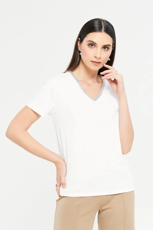 Women Cream Embellished Top sold by Redtag
