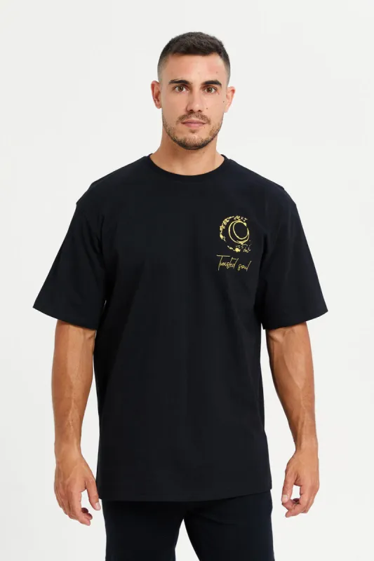 Men Black Printed T-Shirt sold by Redtag