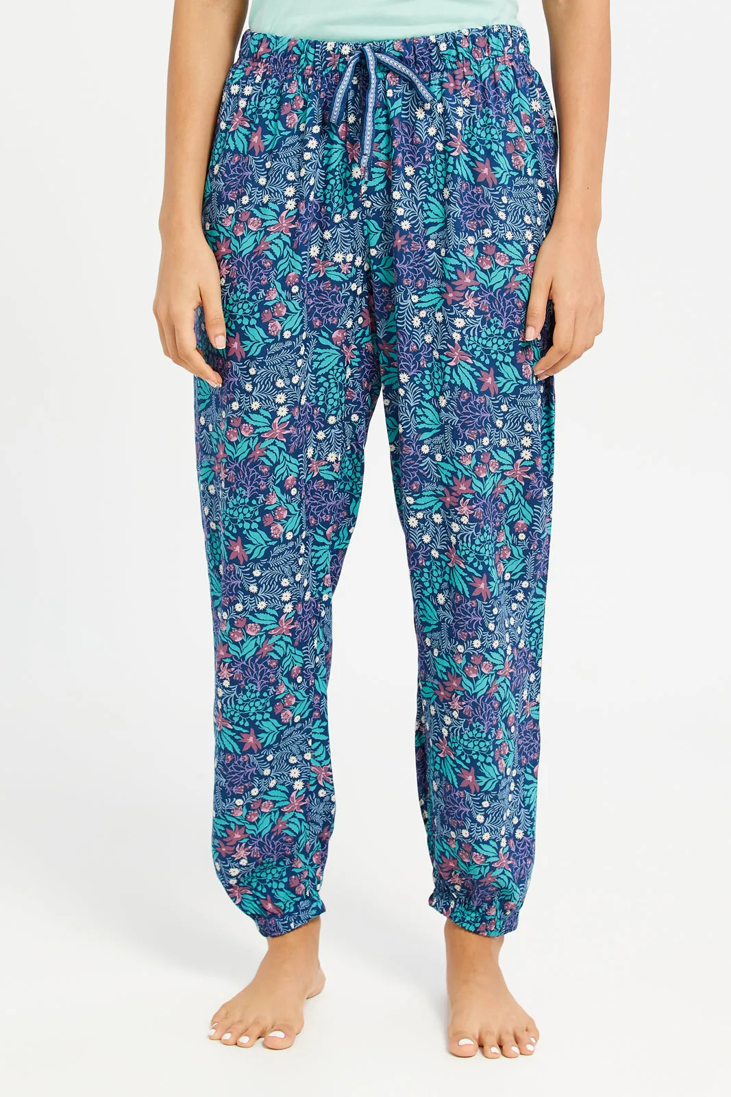 Women Mint And Blue Printed Pyjama Set (2 Piece) sold by Redtag product image thumbnail 3