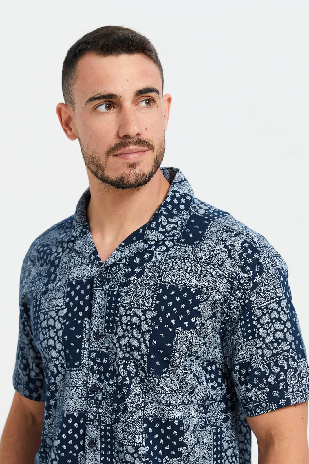 Men Navy Printed Shirt sold by Redtag product image thumbnail 4