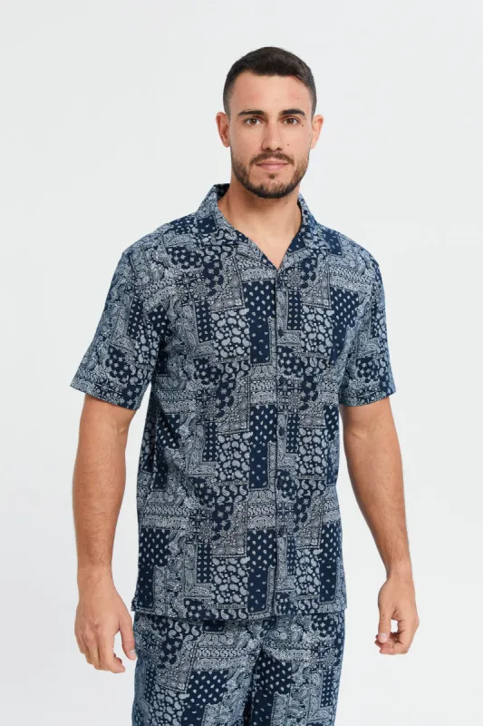 Men Navy Printed Shirt sold by Redtag
