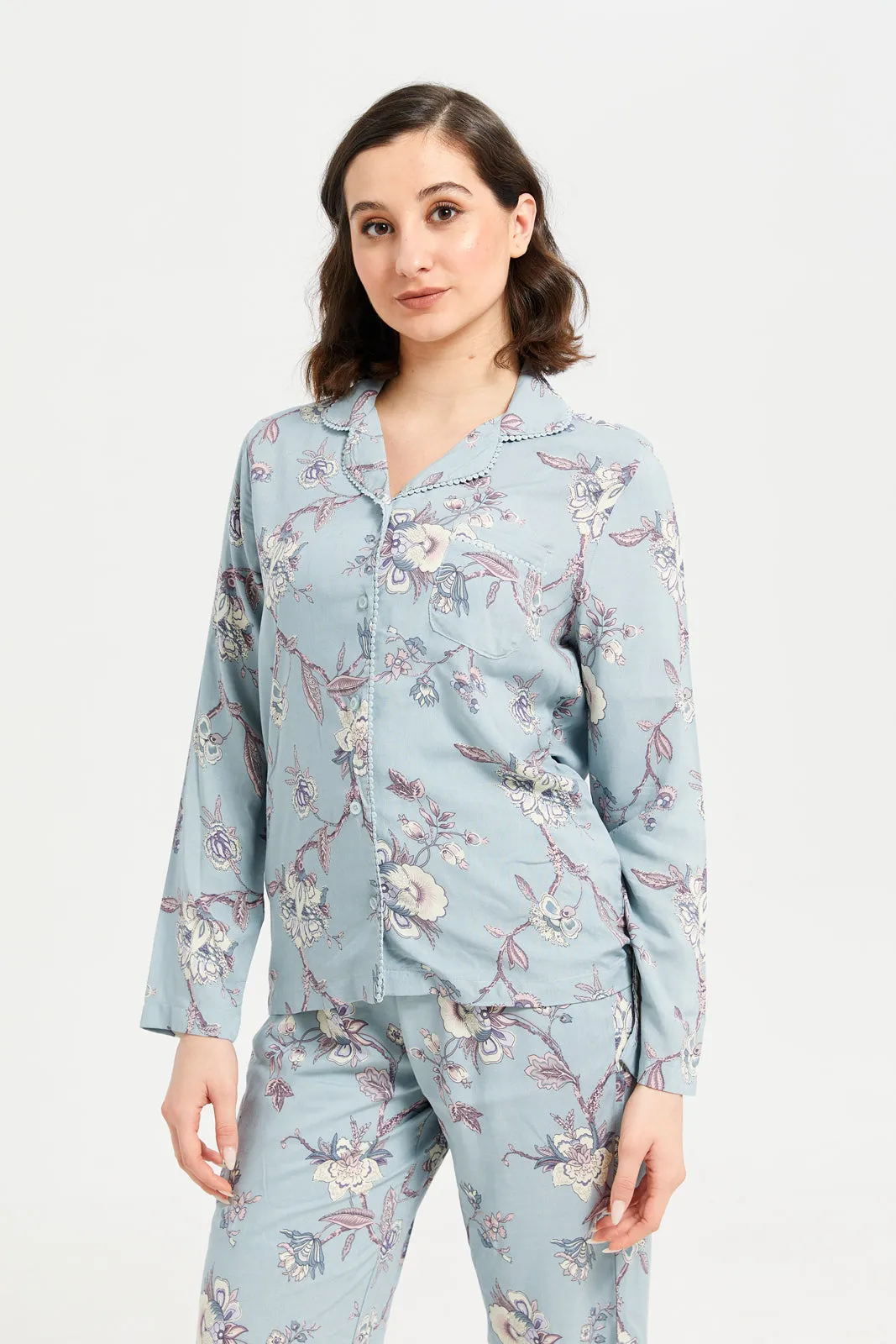 Women Blue Printed Classic Pyjama Set (2 Piece) sold by Redtag product image thumbnail 2