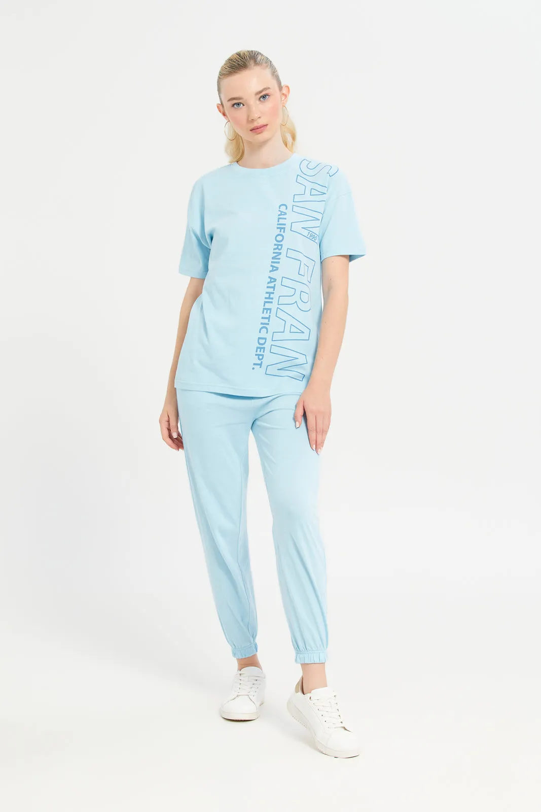 Woman Blue Printed Active T-Shirt sold by Redtag product image thumbnail 2