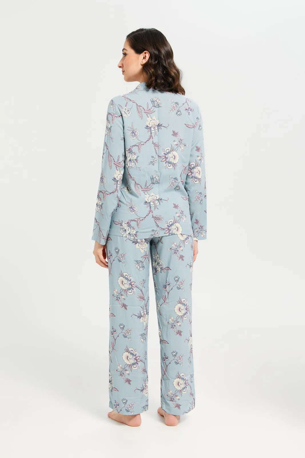 Women Blue Printed Classic Pyjama Set (2 Piece) sold by Redtag product image thumbnail 4