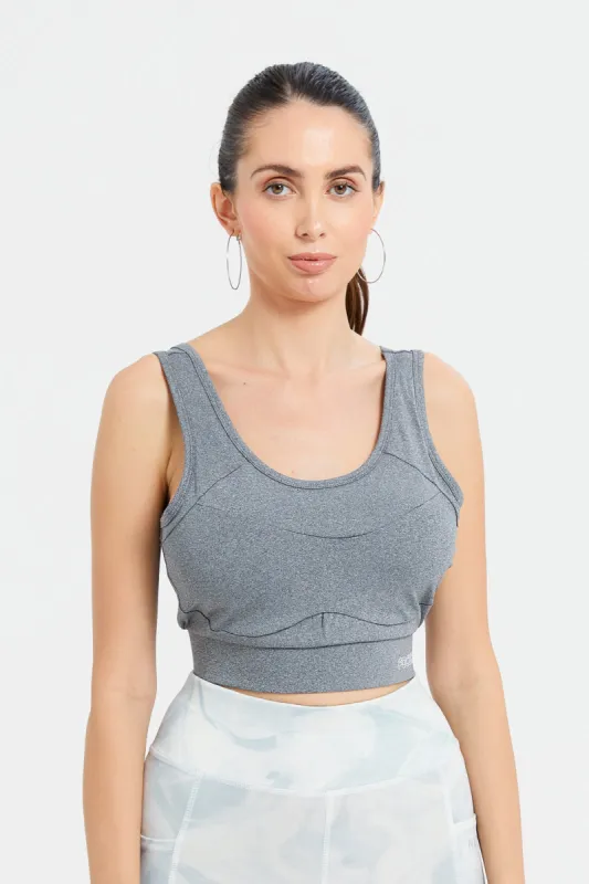 Women Grey Padded Sports Bra sold by Redtag