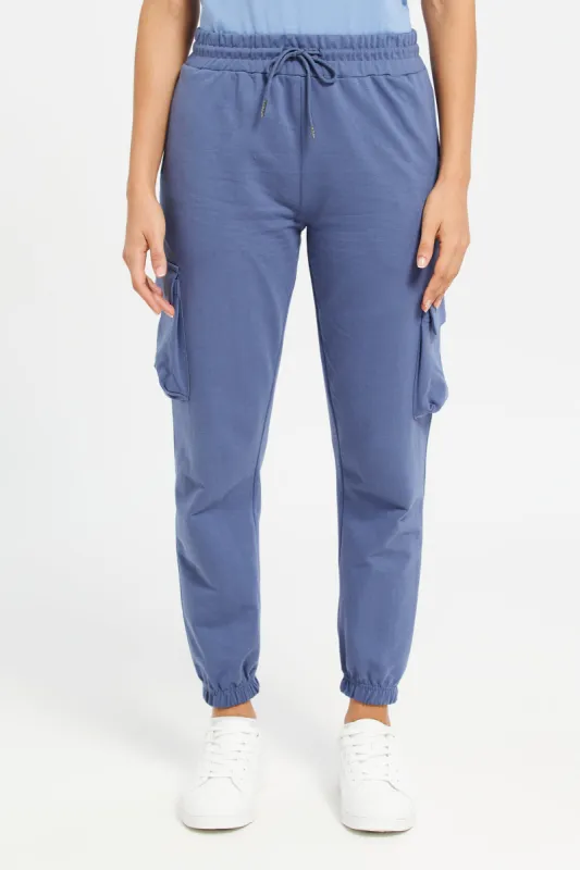 Women Blue Jogger With Utility Pockets sold by Redtag