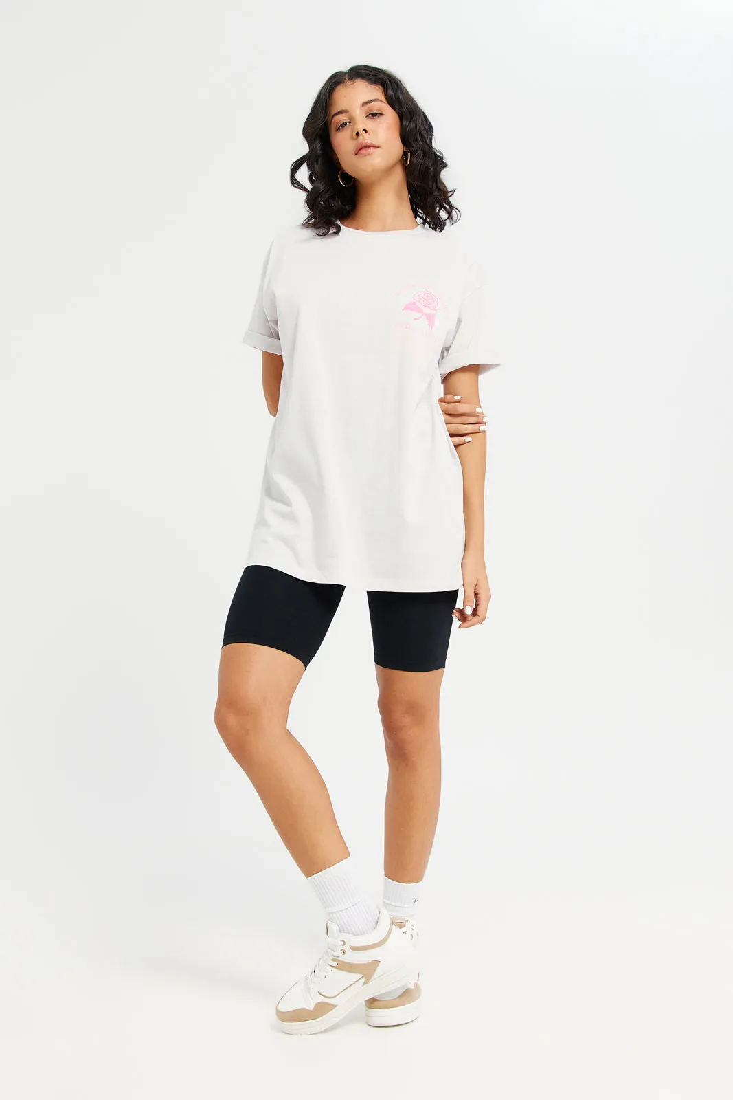 Women Grey Floral Oversized Printed T-Shirt sold by Redtag product image thumbnail 2