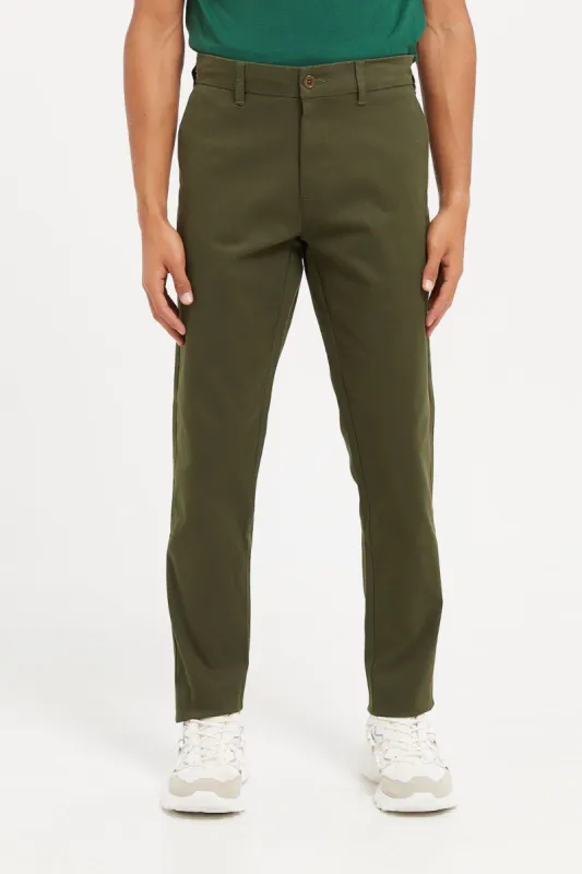 Men Olive Chino Trousers sold by Redtag
