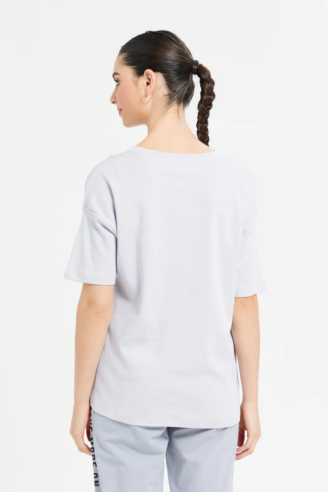 Women Lilac Oversize T-Shirt With Placement Print sold by Redtag product image thumbnail 3