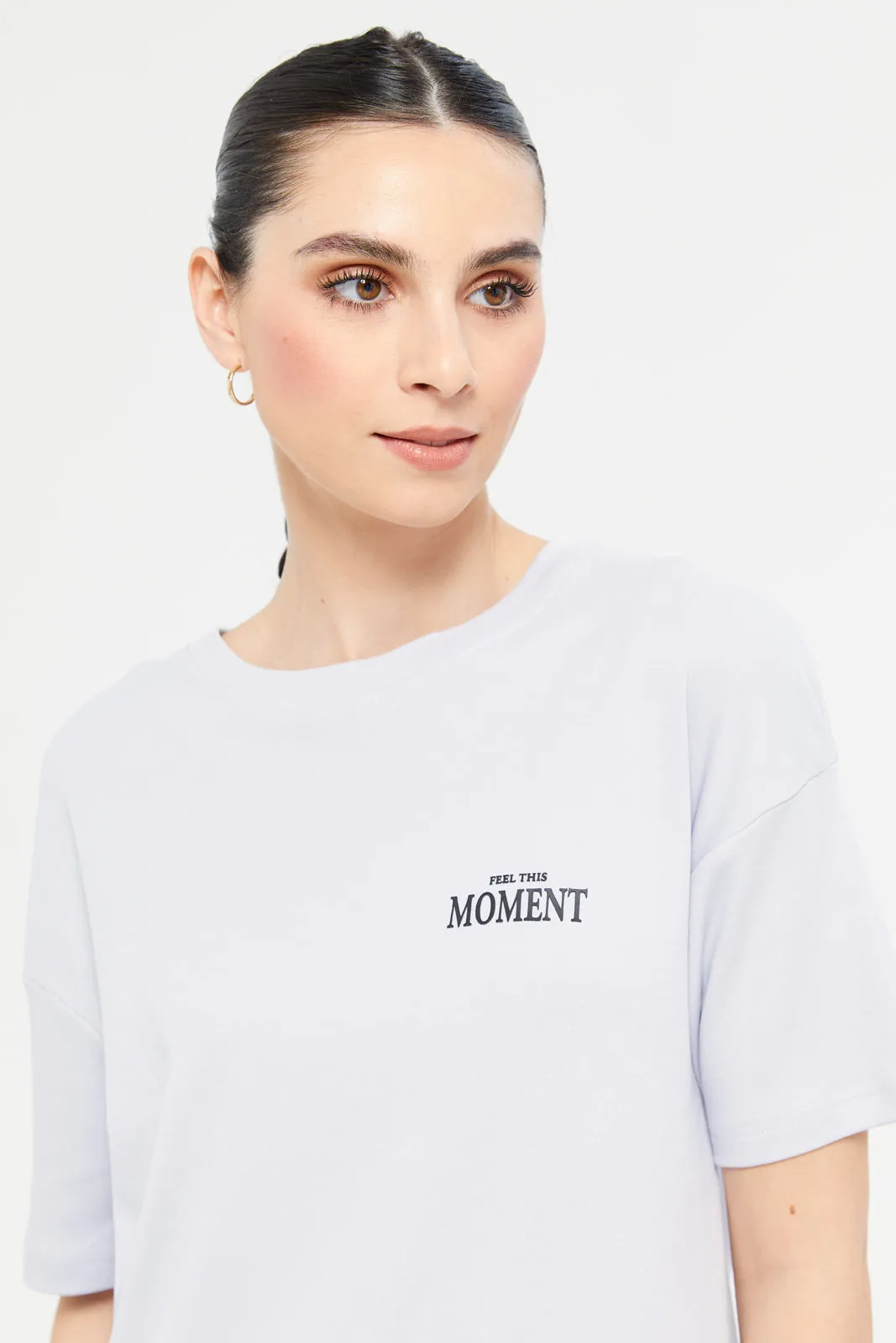 Women Lilac Oversize T-Shirt With Placement Print sold by Redtag product image thumbnail 4