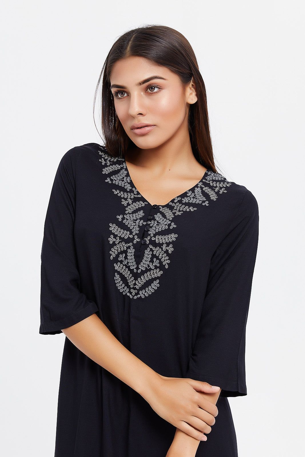 Women Black Embroidery Nightgown sold by Redtag product image thumbnail 2