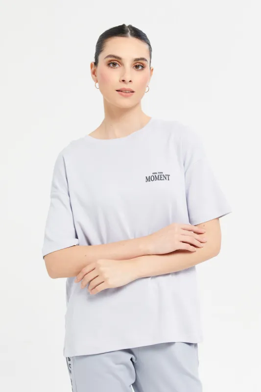 Women Lilac Oversize T-Shirt With Placement Print sold by Redtag