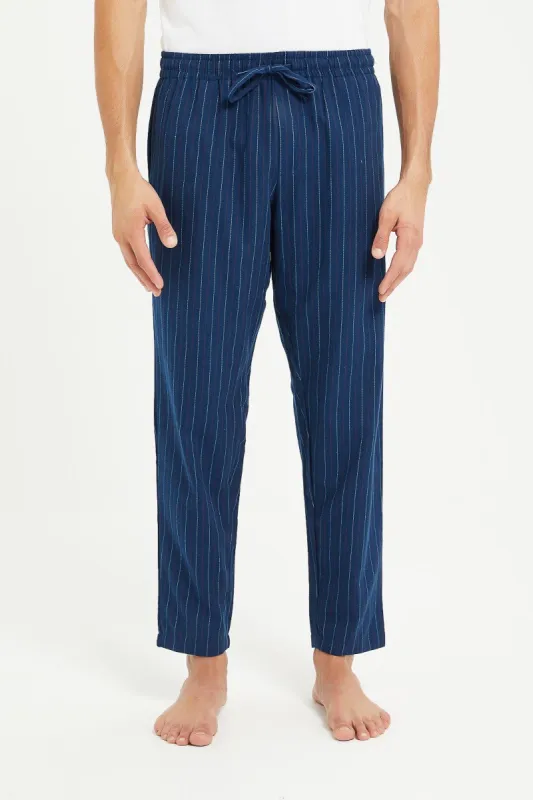 Men Navy Striped Pyjama Bottom sold by Redtag