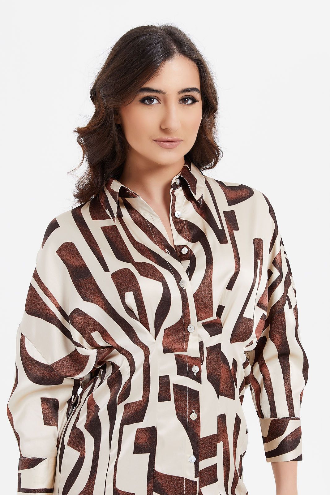 Women Cream And Brown Printed Collared Shirt Dress sold by Redtag product image thumbnail 4