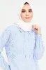 Women Blue Schiffily Embroidered Cotton Shirt sold by Redtag