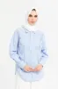 Women Blue Schiffily Embroidered Cotton Shirt sold by Redtag