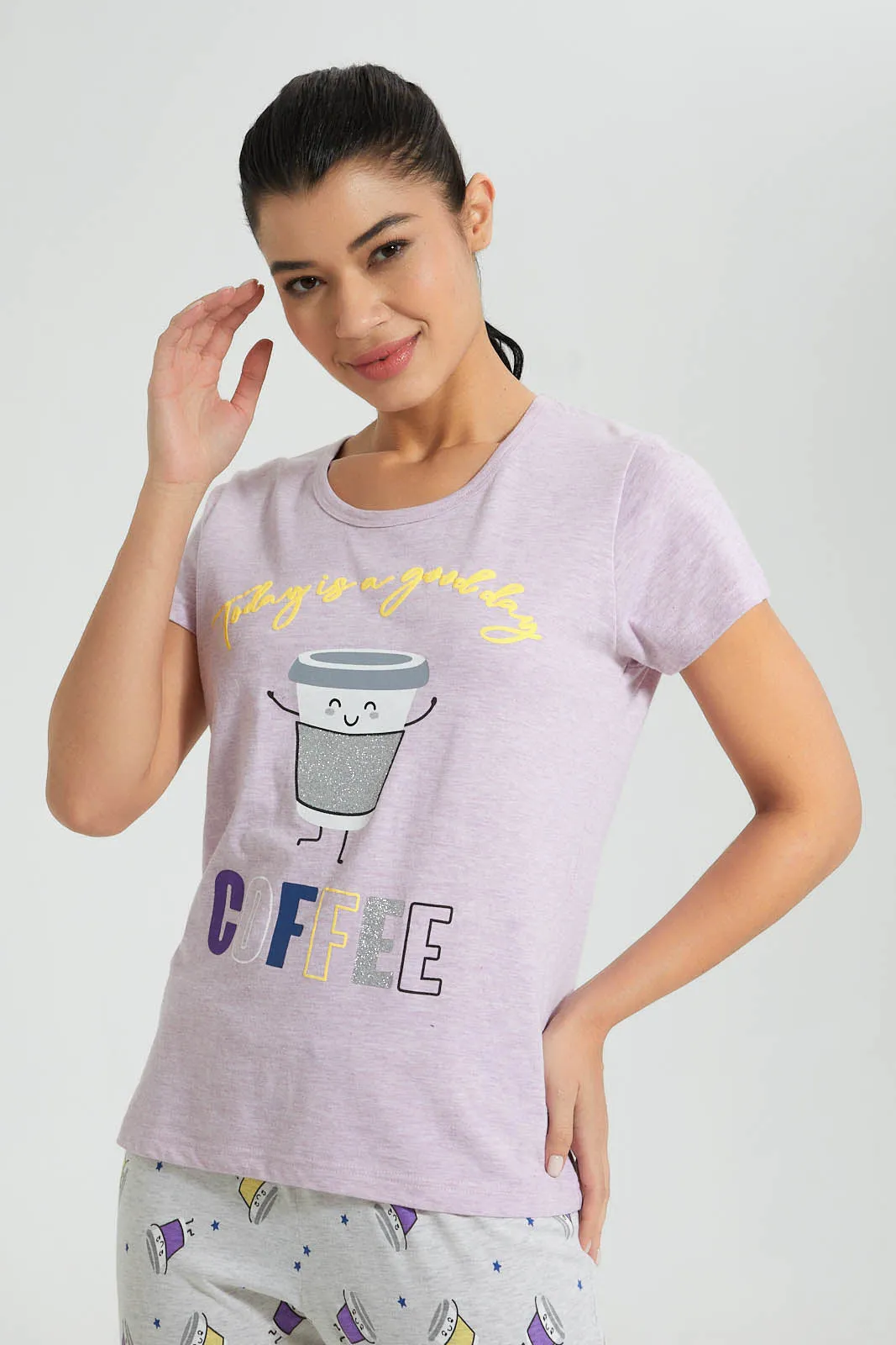 Lilac Coffee Pyjama Set (2 Piece) sold by Redtag product image thumbnail 2