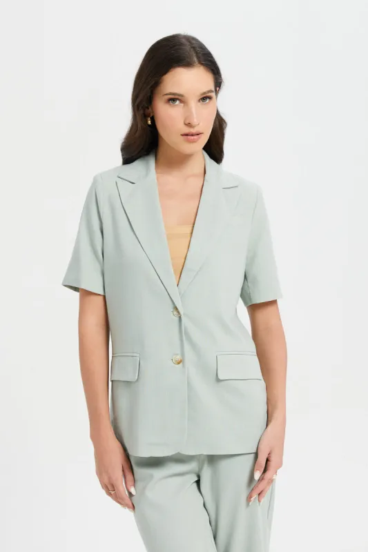 Women Mint Long Length Mock Pocket Blazer sold by Redtag