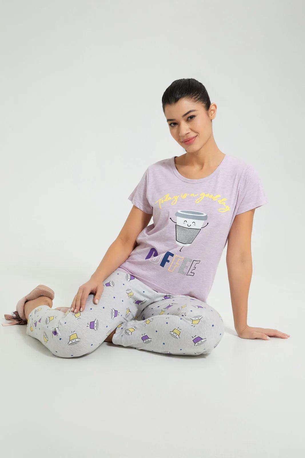 Lilac Coffee Pyjama Set (2 Piece) sold by Redtag product image thumbnail 5