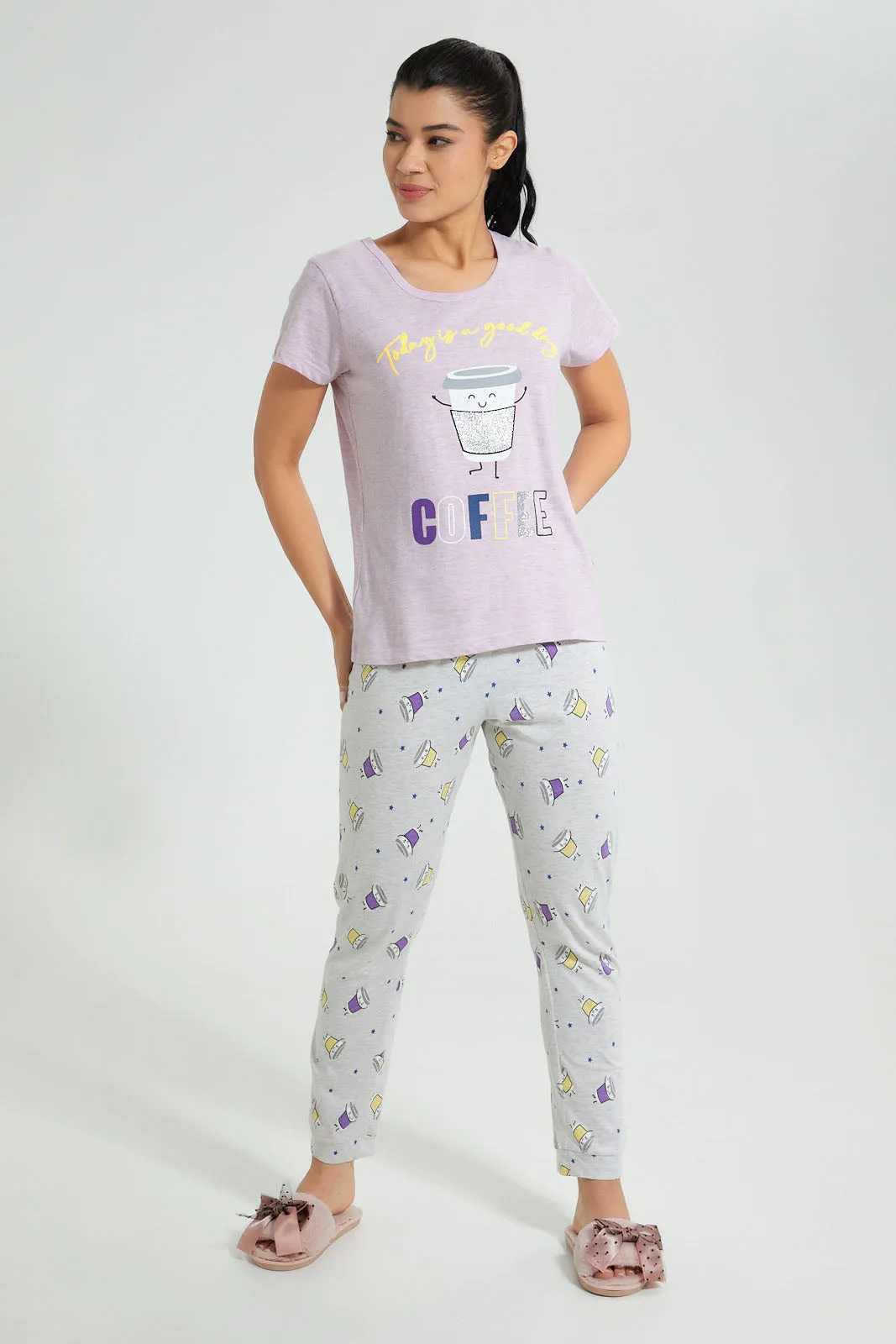 Lilac Coffee Pyjama Set (2 Piece) sold by Redtag