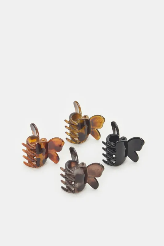Women  Black And Brown Hair Claw Set (Pack of 4) sold by Redtag